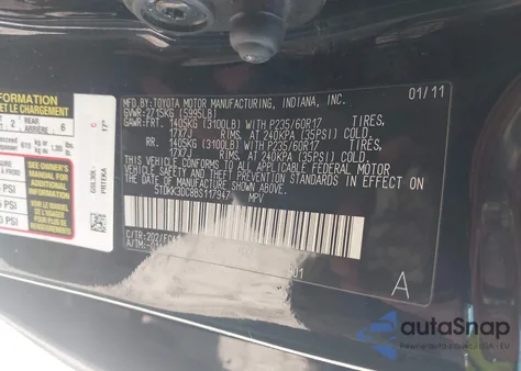2011 Toyota Sienna Le V6 from USA, damaged, VIN 5TDKK3DC8BS117947